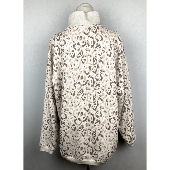 Aerie Good Vibes Oversized Leopard Print Quarter Zip Sweatshirt Size S - Picture 4 of 8